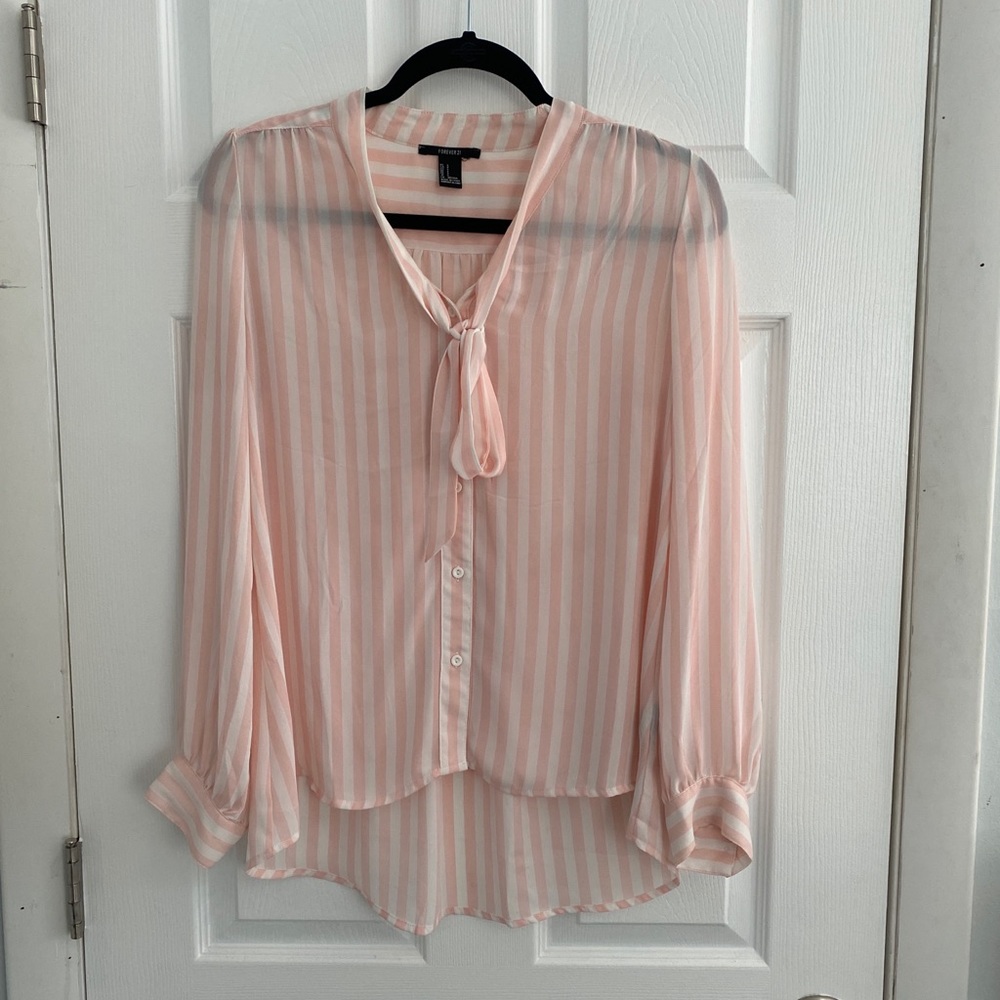 Forever 21 striped sheer blouse